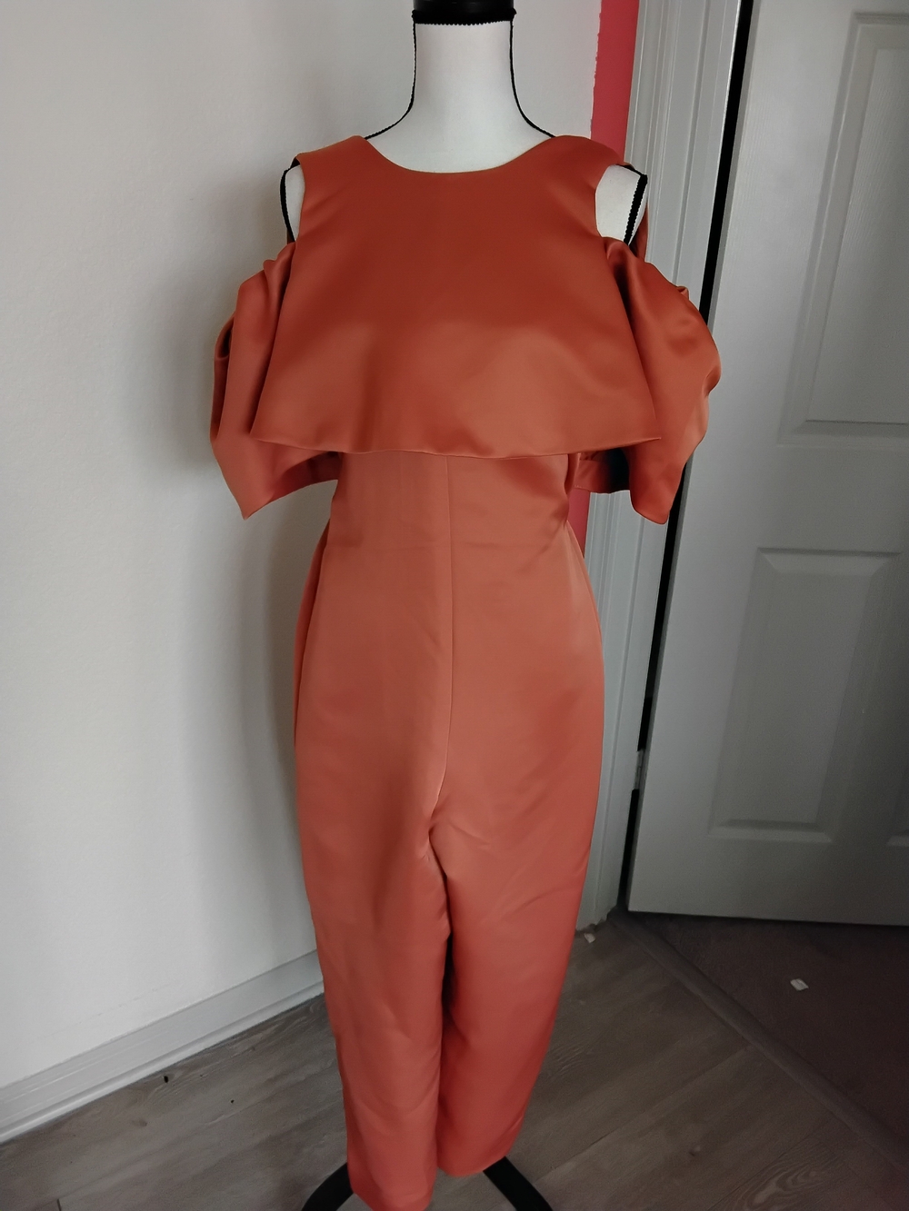 ASOS Rust Orange Cold-Shoulder Jumpsuit